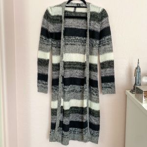 Striped Black/White/Grey Duster | Size XS